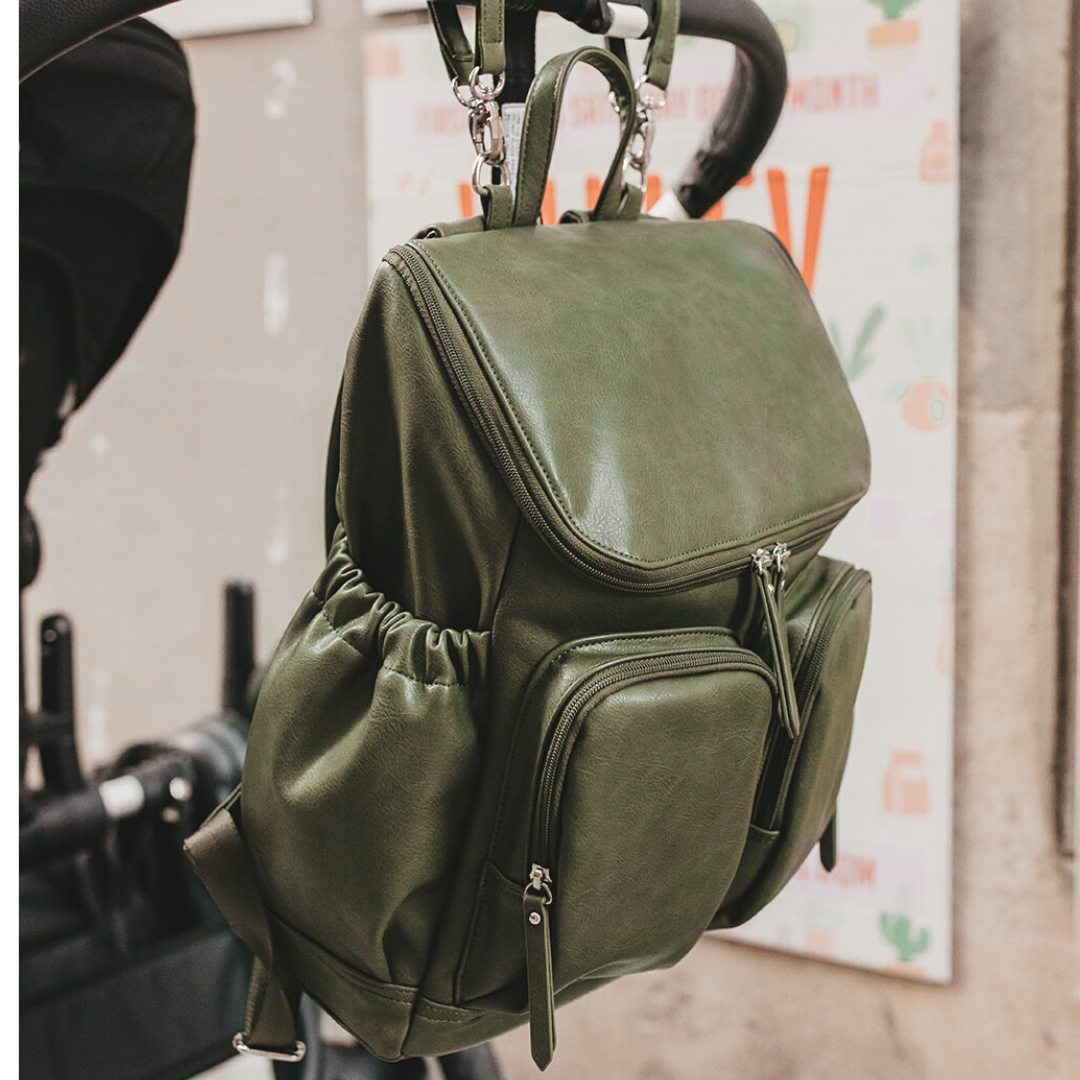 OiOi Faux Leather Nappy Backpack olive