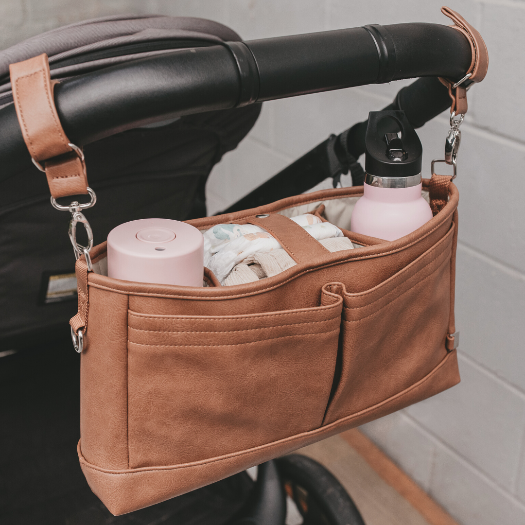 Tan sale leather stroller