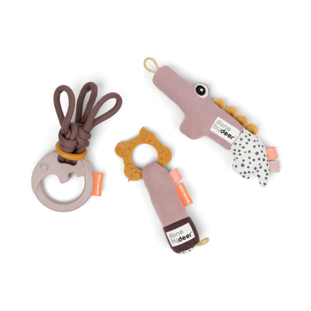 Done By Deer Tiny Activity Teether Toys Gift Set powder