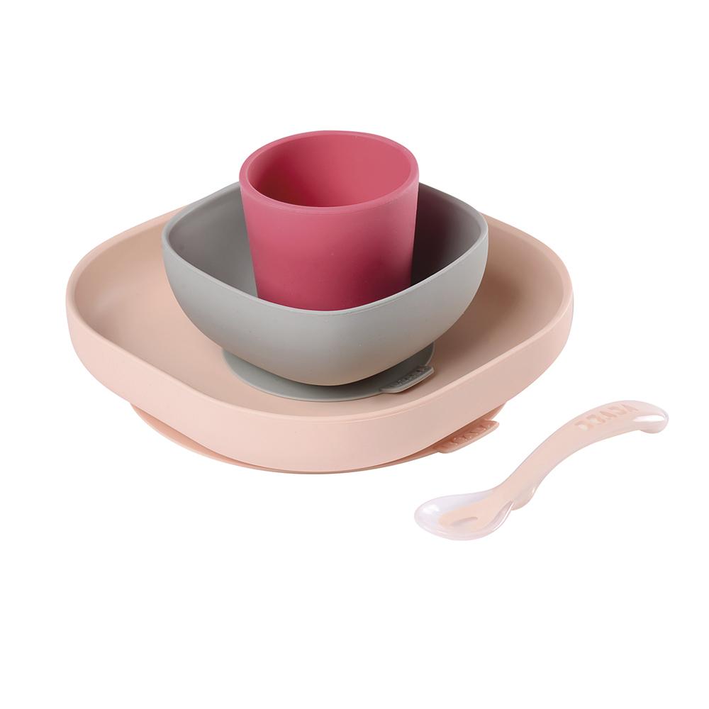 Beaba Silicone Suction Meal Set pink