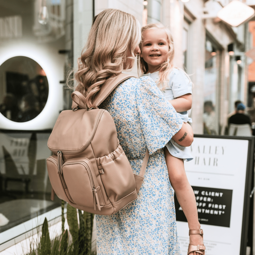 OiOi Signature Faux Leather Nappy Backpack oat
