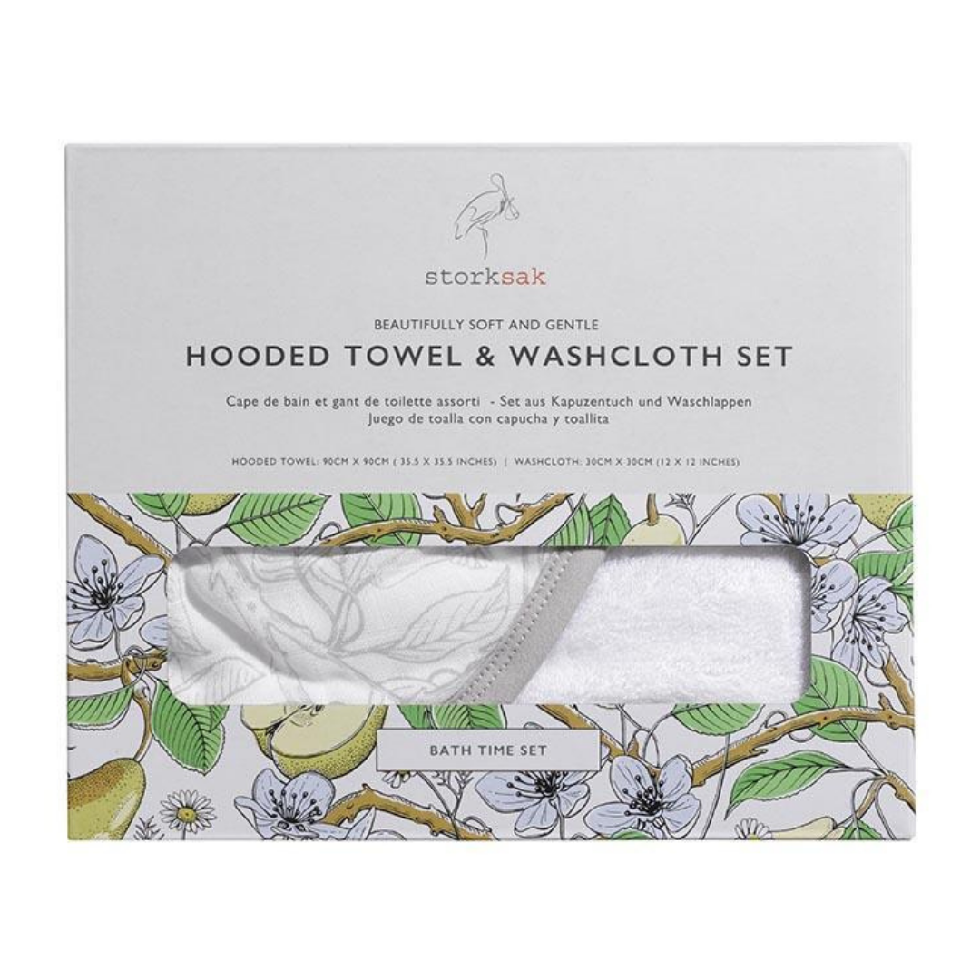 Storksak Hooded Towel & Wash Cloth garden
