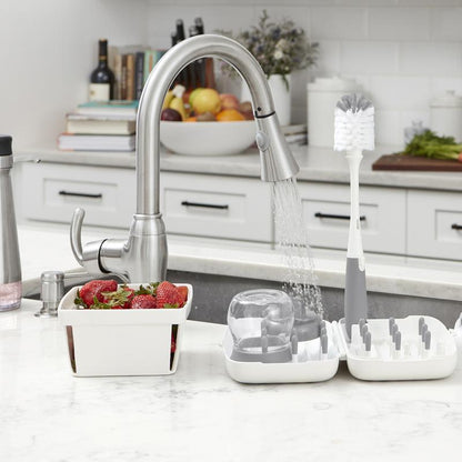 OXO Tot On-the-Go Drying Rack & Bottle Brush grey